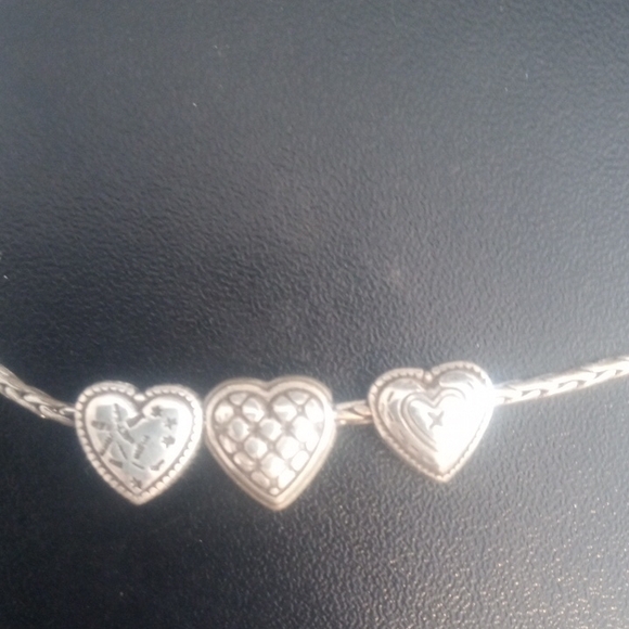 Brighton Elegant Silver Heart Charm Anklet - Picture 2 of 5